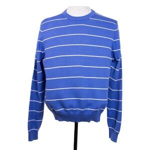 Brooks‎ Brothers Mens M Blue White Striped Pima Cotton Crewneck Sweater